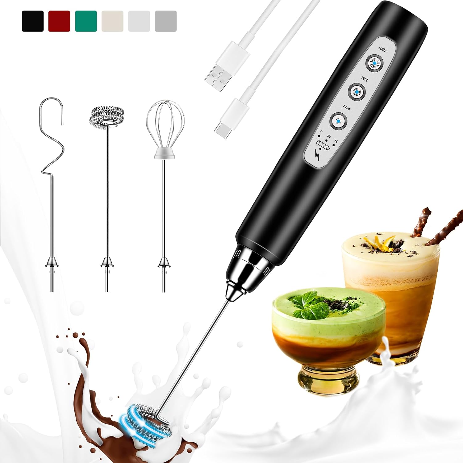 Milk Frother - Montalatte Ricaricabile Portatile, Frullino Elettrico a