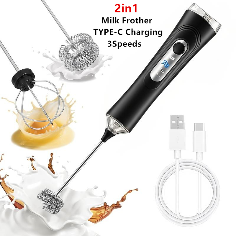 Milk Frother - Montalatte Elettrico + Frullino per Uova,