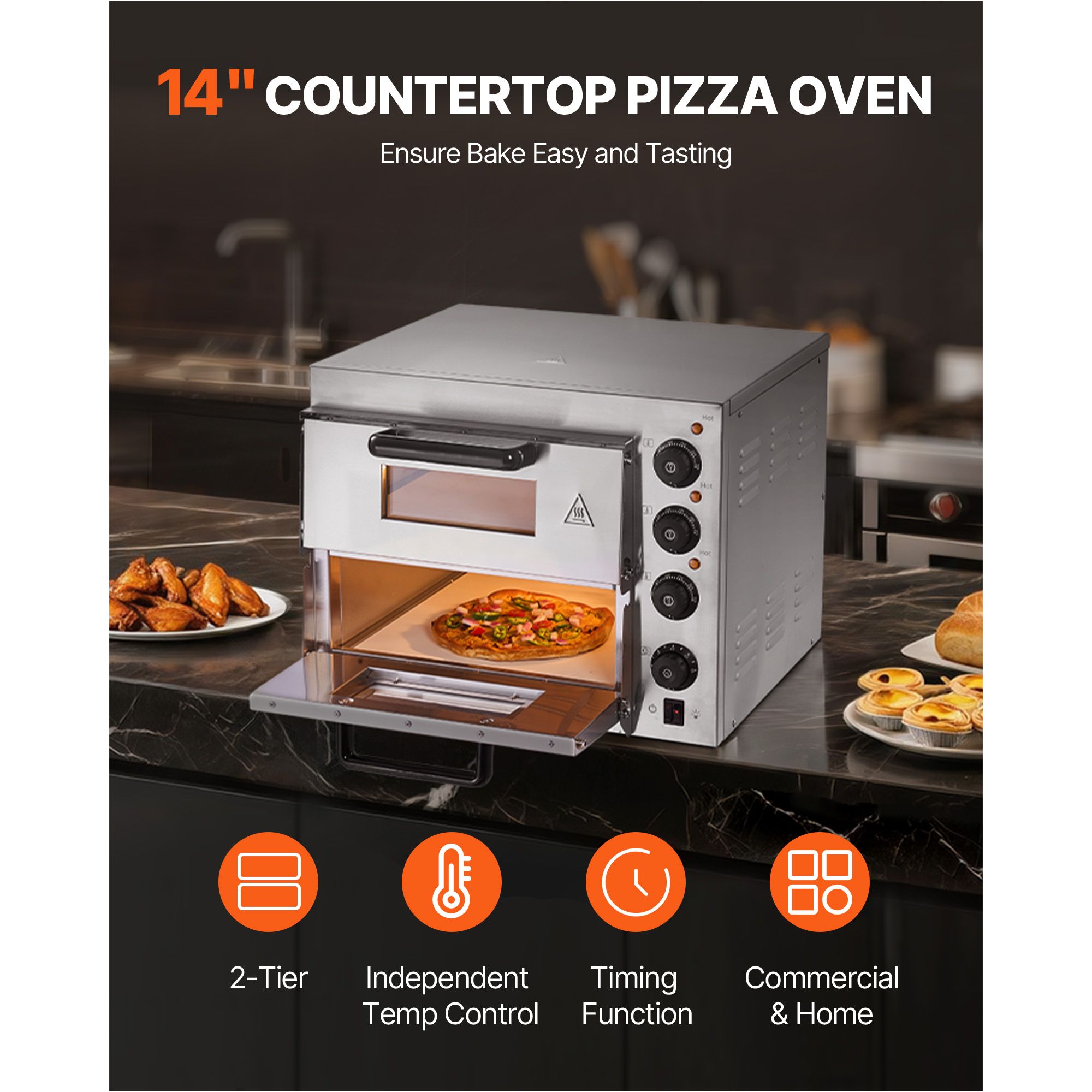 Pizza Stone Baking - Forno Pizza Commerciale da Banco, Doppio